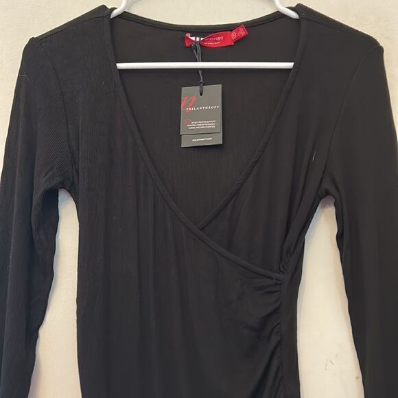 Philanthropy black long sleeve bodysuit Size S New - Picture 3 of 10